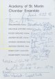 ACADEMY OF ST. MARTIN IN THE FIELDS (OKTETTBESETZUNG).-  BROWN + SMITH + LETCHAN + GARLAND + SHINGLES + JENKINS + MCGEE + VIGAY:, eigenhändig von allen signierte und datierte Autogrammkarte.