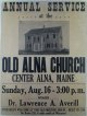 Annual Service at the Old Alna Church, Center Alna, Maine Broadside Advertisement