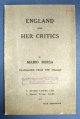 [WWI]. Borsa, Mario, ENGLAND And Her CRITICS. Translated from the Italian