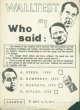 1960s Poster American Poster Artist, Walltest #1. Who Said: The Streets of Our Country Are in Turmoil. The Universities Are Full of Students Rebelling and Rioting. Communists Are Seeking to Destroy Our Country. Russia Is Threatening Us with Her Might and the Republic Is in Danger